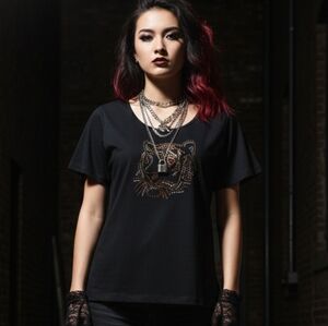 EUC Impulse California Size Large  Y2K Rhinestone Tiger Graphic T-Shirt Top!!